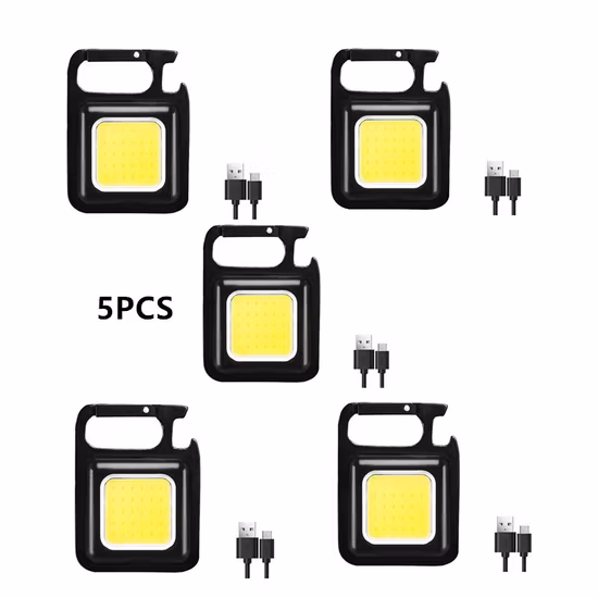 Mini LED 1500lm Flashlight Work Light Portable Pocket Flashlight Keychains USB Rechargeable for Outdoor Camping Small Corkscrew