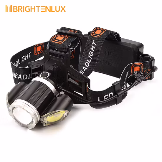 Helius Head Mounted COB Tail Red Light Running Rechargeable LED Headlamp