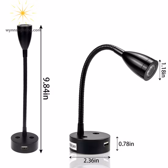 Tianhua European Lightweight Adjustable 3 Dimmer Brightness Foldable 3AAA Battery LED Nail Light Reading Table Lamp with USB Port Charger